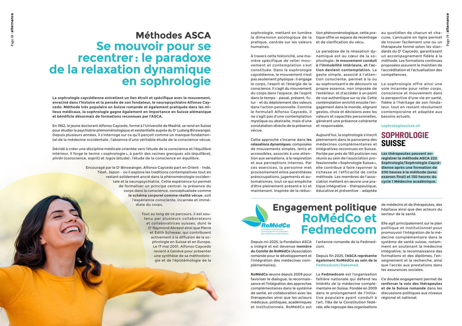 Double page 18-19 de la revue alternance, édition française