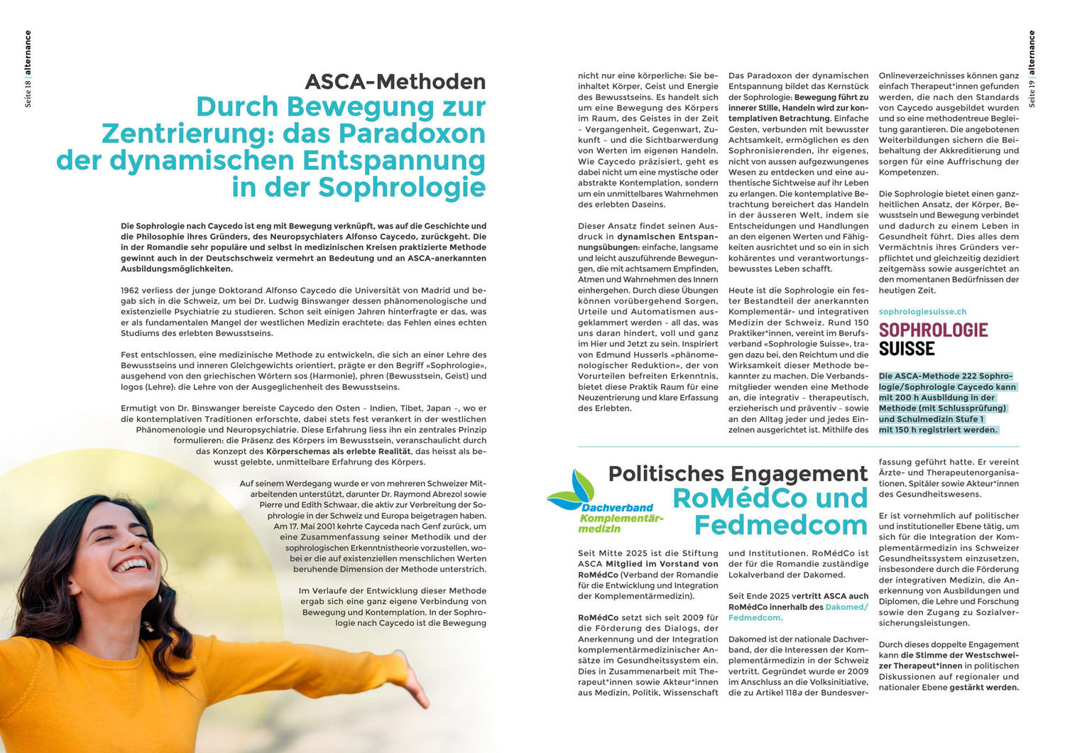Double page 18-19 de la revue alternance, édition alémanique