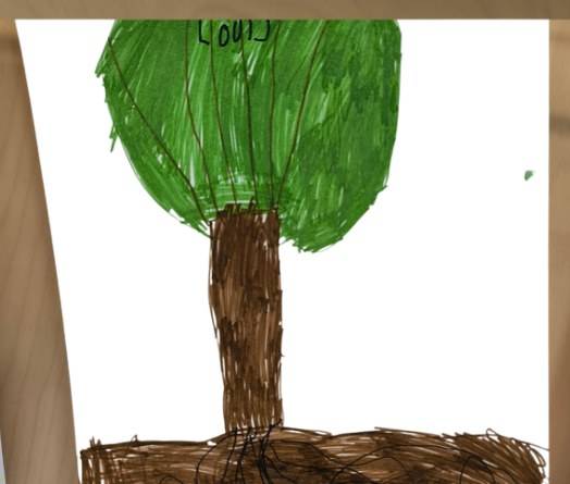 Dessin d’enfant : un arbre aux racines profondes